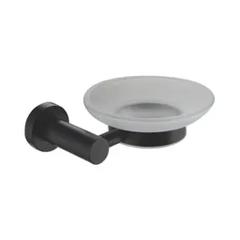 Showerdrape Modernity Black Stainless Steel Wall Mounted Frosted Glass Soap Dish