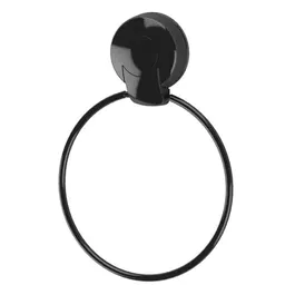 Showerdrape Suctionloc Black Steel Suction Wall Mounted Towel Ring