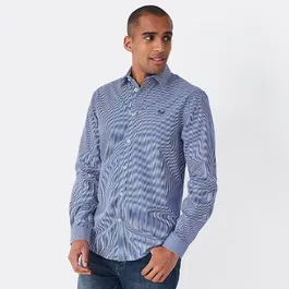 Crew Clothing Mens Micro Stripe Classic Fit Shirt Ultramarine Blue