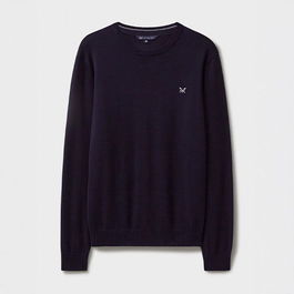 Crew Clothing Mens Organic Cotton Crew Neck Knitted Jumper Navy