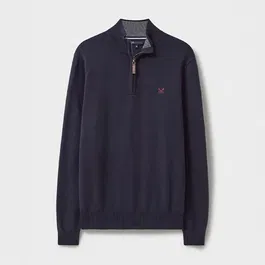 Crew Clothing Mens Classic Half Zip Knitted Jumper Heritage Dark Navy