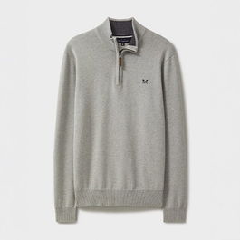 Crew Clothing Mens Classic Half Zip Knitted Jumper Grey Marl