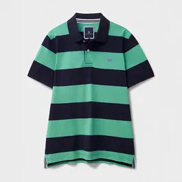 Crew Clothing Mens Cotton Pique Polo Shirt Heritage Dark Navy Waterfall Stripe