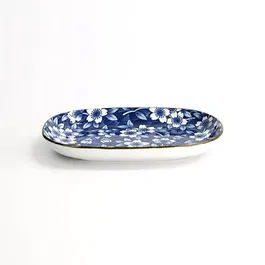 Tokyo Design Studio Tokyo Blue Sakura 18.7 x 13cm Oblong Plate