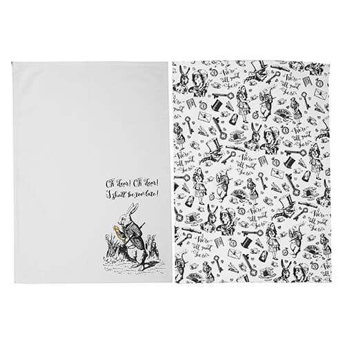 Alice In Wonderland Set of 2 Tea Towels