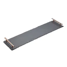Artesa Slate Serving Platter with Copper Handles