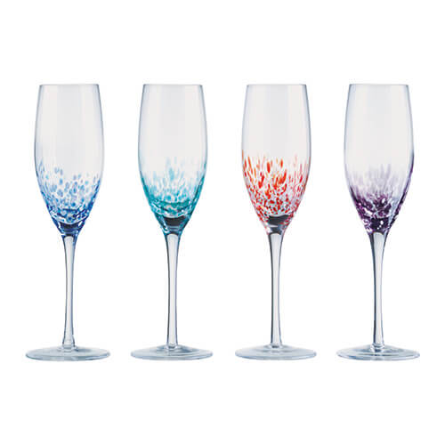 Anton Studios Set Of 4 Speckle Champagne Flutes