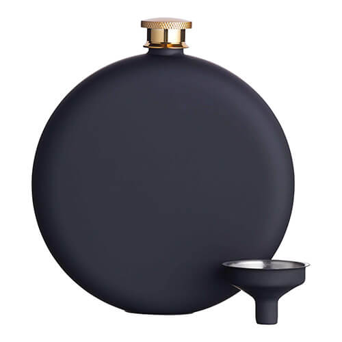 BarCraft Hip Flask and Funnel Set 350ml Black