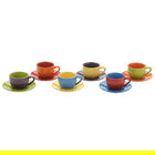 BIA Set of 6 Espresso Cups & Saucers Assorted Colours