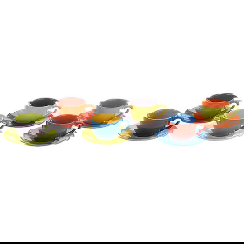 BIA Set of 6 Espresso Cups & Saucers Assorted Colours