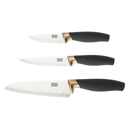 Taylors Eye Witness Brooklyn Brass 3 Piece Knife Set