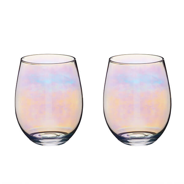 BarCraft Set of Two Iridescent Glass Tumblers