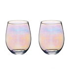 BarCraft Set of Two Iridescent Glass Tumblers