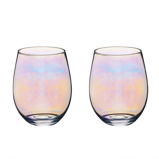 BarCraft Set of Two Iridescent Glass Tumblers