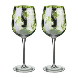Artland Tropical Leaves Set Of 2 Wine Glasses