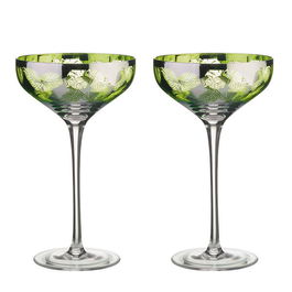 Artland Tropical Leaves Set Of 2 Champagne Saucers