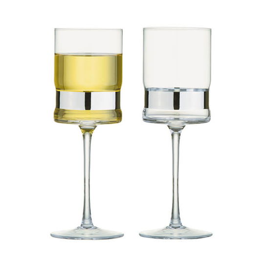 Anton Studios Set of 2 SoHo Wine Glasses Silver