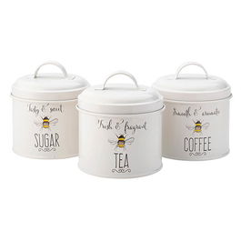 English Tableware Company Bee Happy Painted Steel Storage Tin Set