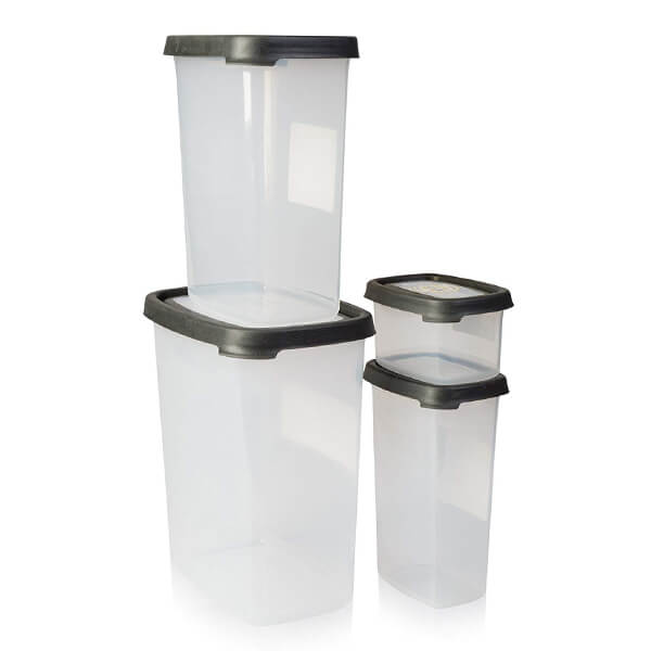 Wham Seal It 4 Piece Rectangular Food Box Set Graphite