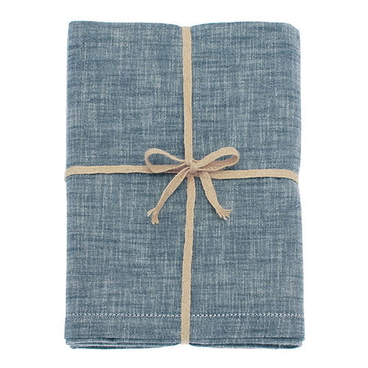 Walton & Co Flint Blue Chambray Tablecloth 130x280cm