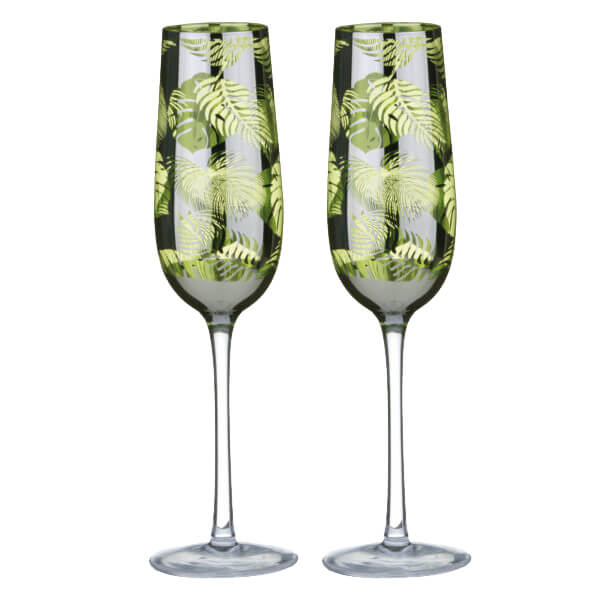 Artland Set of 2 Tropical Leaves Champagne Flutes