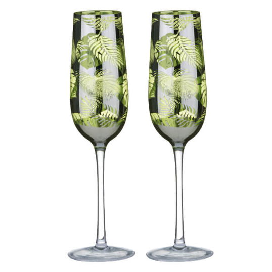 Artland Set of 2 Tropical Leaves Champagne Flutes