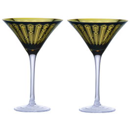 Artland Set of 2 Midnight Peacock Cocktail Glasses