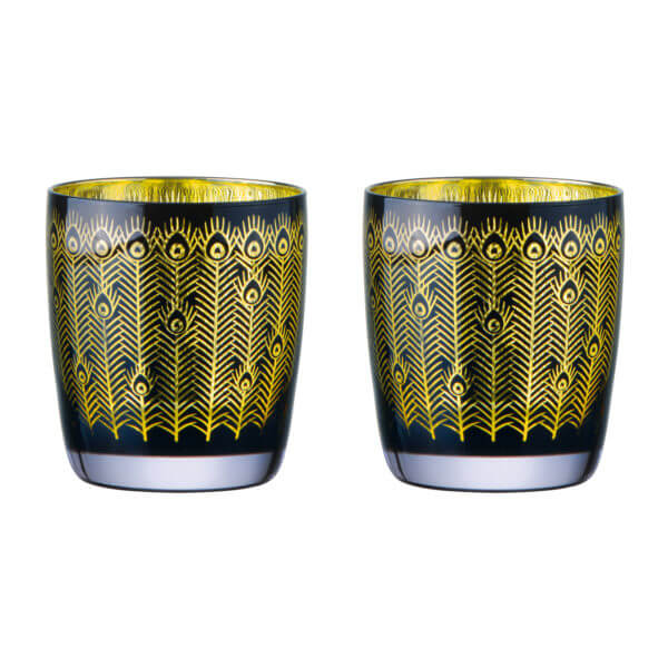 Artland Set of 2 Midnight Peacock DOF Tumblers