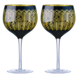Artland Set of 2 Midnight Peacock Gin Glasses