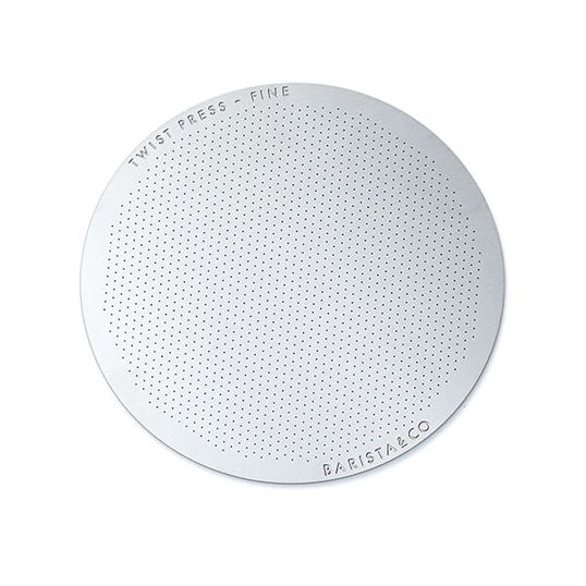 Barista & Co Beautifully Crafted Twist Press Reusable Stainless Steel Fine Metal Filter Silver