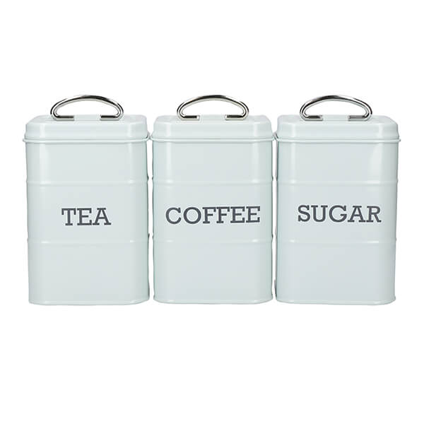 Living Nostalgia Vintage Blue Three Piece Storage Tin Set