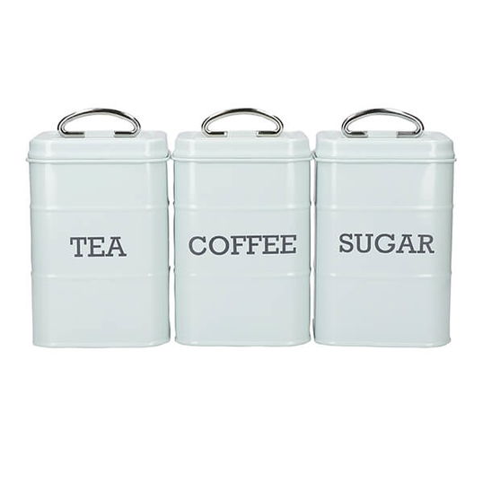 Living Nostalgia Vintage Blue Three Piece Storage Tin Set