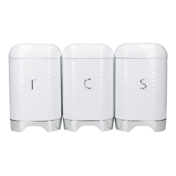 Lovello Textured Ice White Counter Top Storage Gift Set