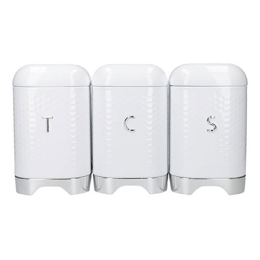 Lovello Textured Ice White Counter Top Storage Gift Set