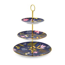 Sara Miller Orchard Navy 3 Tier Cake Stand