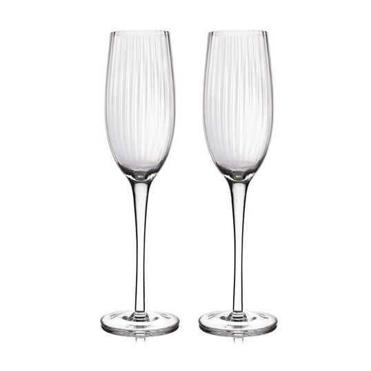 BarCraft Ridged Champagne Flutes Set of 2