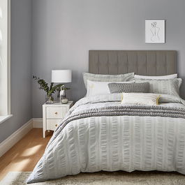 Katie Piper Reset Seersucker Stripe Duvet Cover Set Super King Size Silver