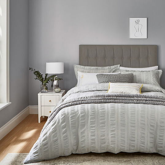 Katie Piper Reset Seersucker Stripe Duvet Cover Set Super King Size Silver