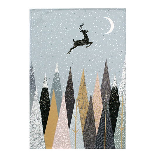 Sara Miller Frosted Pines Collection Tea Towel Deer