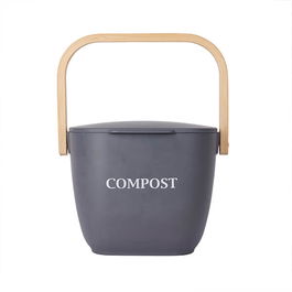 Natural Elements Bamboo Kitchen Compost Bin, Grey