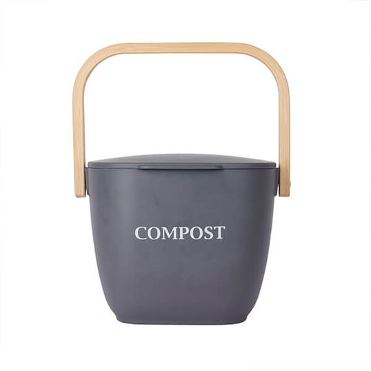 Natural Elements Bamboo Kitchen Compost Bin, Grey