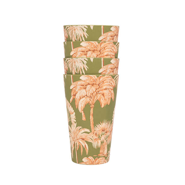 Eleanor Bowmer Set Of 4 Melamine Green Palms Tumblers