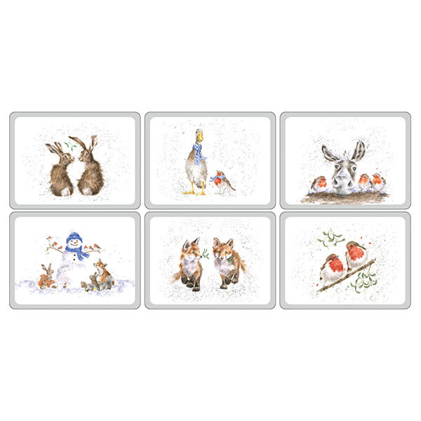 Wrendale Designs Christmas Collection Placemats Set Of 6