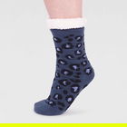 Thought Slate Blue Sabel Organic Cotton Animal Cabin Socks Size 4-7