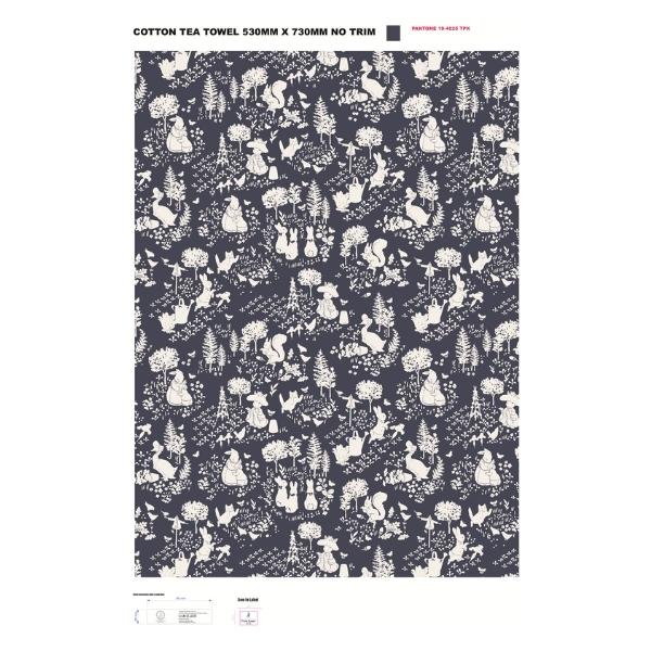 Peter Rabbit Classic Pattern Set Of 2 Cotton Tea Towels Dark Blue