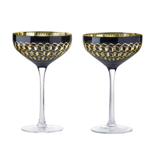 Artland Set of 2 Cubic Champagne Saucers