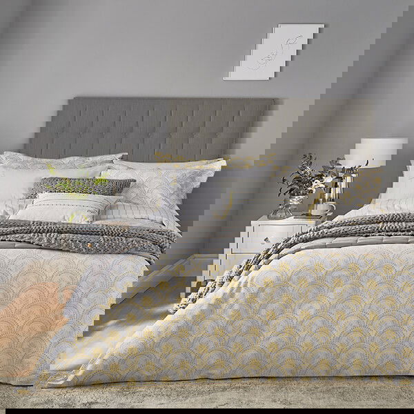 Katie Piper Reset Sprig Duvet Cover Set Super King Size Yellow Silver