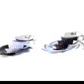 Katie Alice Vintage Indigo Set Of Two Espresso Cups And Saucers (New)