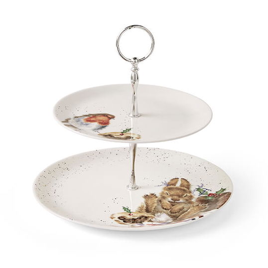 Wrendale Designs 2 Tiered Cake Stand Robin & Bunny