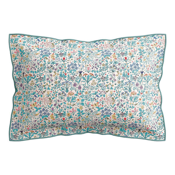 V&A Wildflower Walk Oxford Pillowcase Aqua
